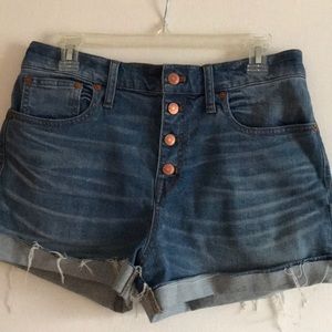 High rise denim shorts